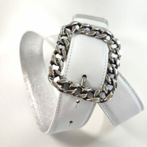 Ceinture reversible femme Argent / Blanc